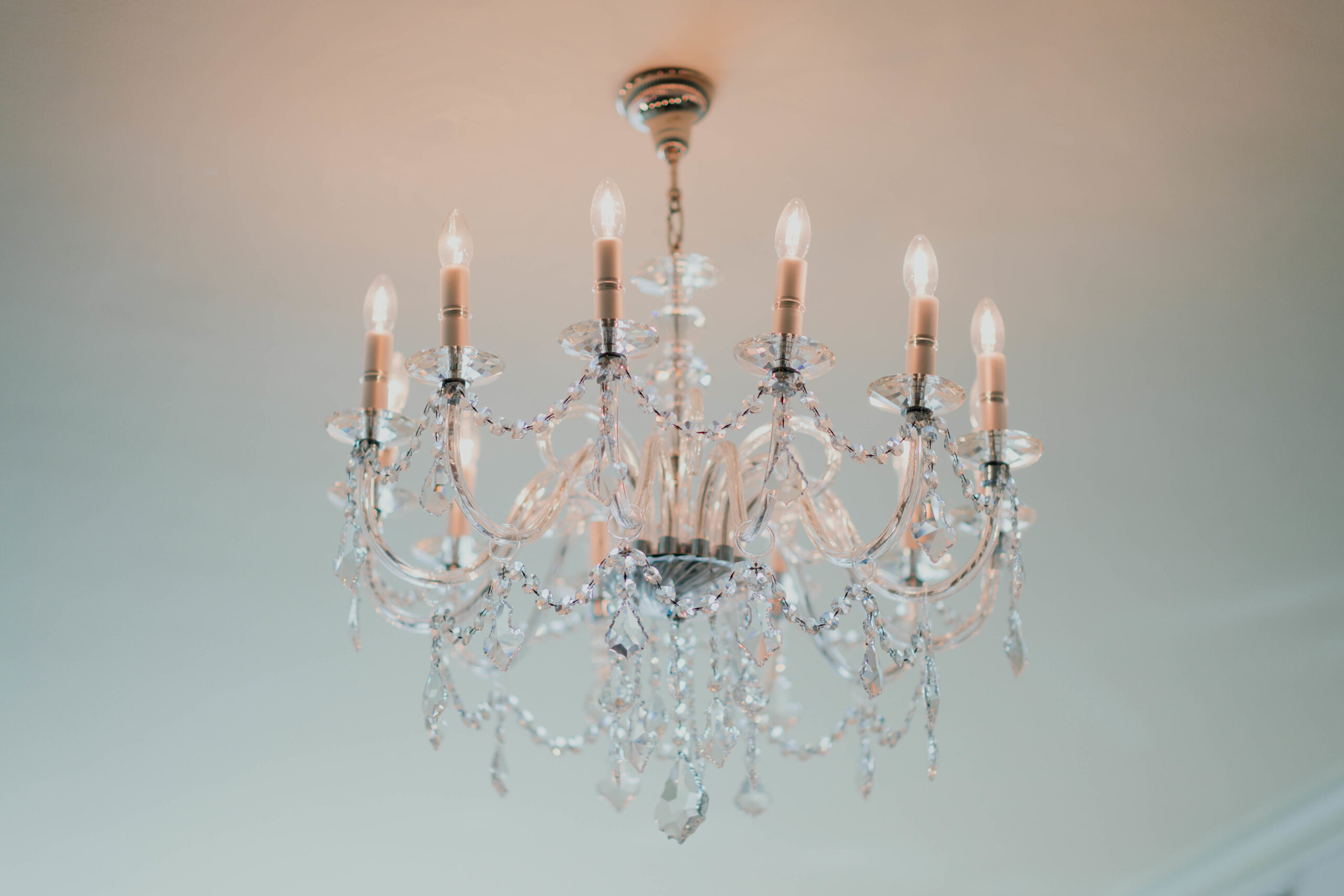 Elegant chandelier hanging from the ceiling